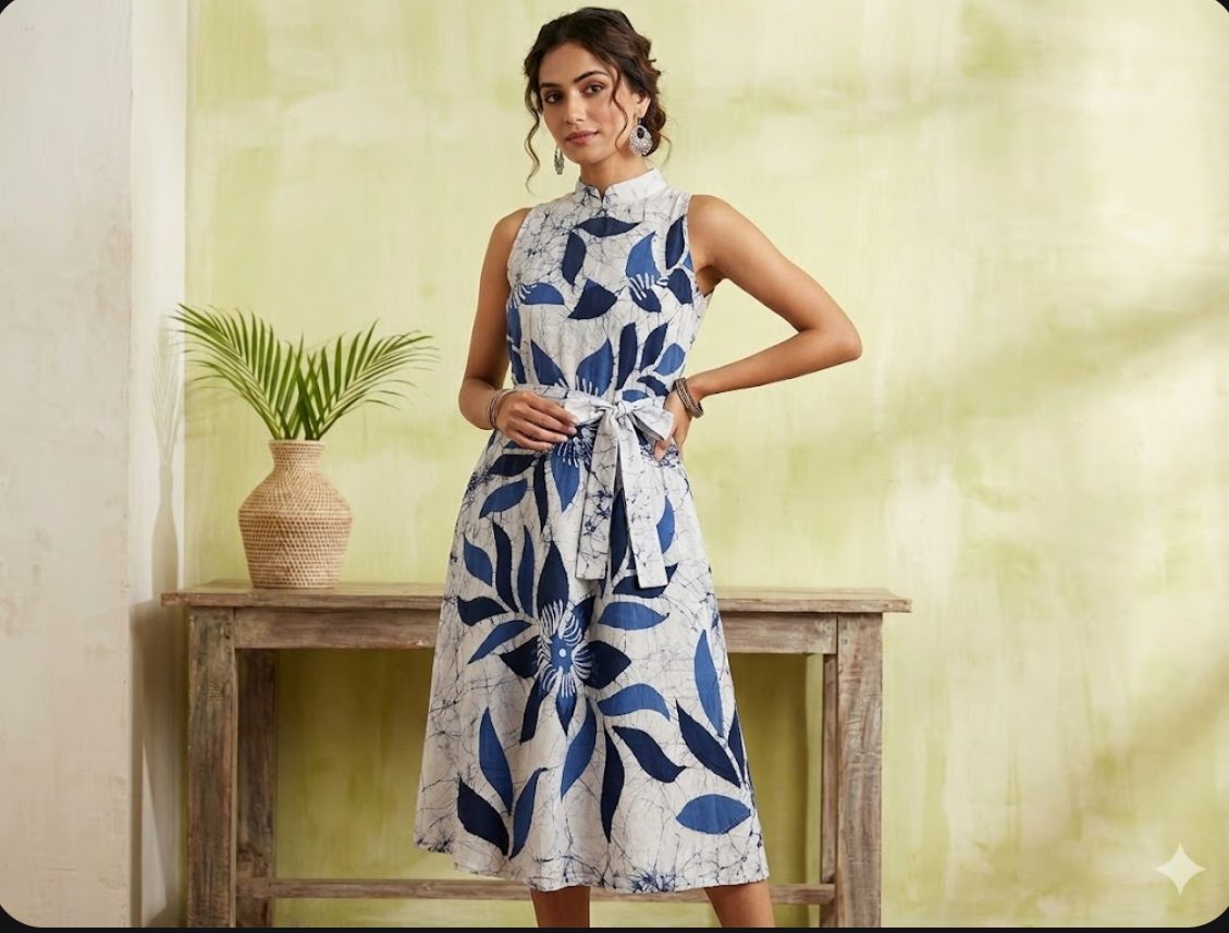 Hand made batik casual dress